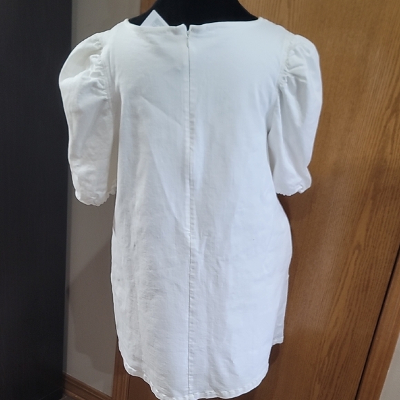 Labelrail X Nashville Tash Nwt Stretch Denim White Puff Sleeve Mini Dress - Picture 6 of 7